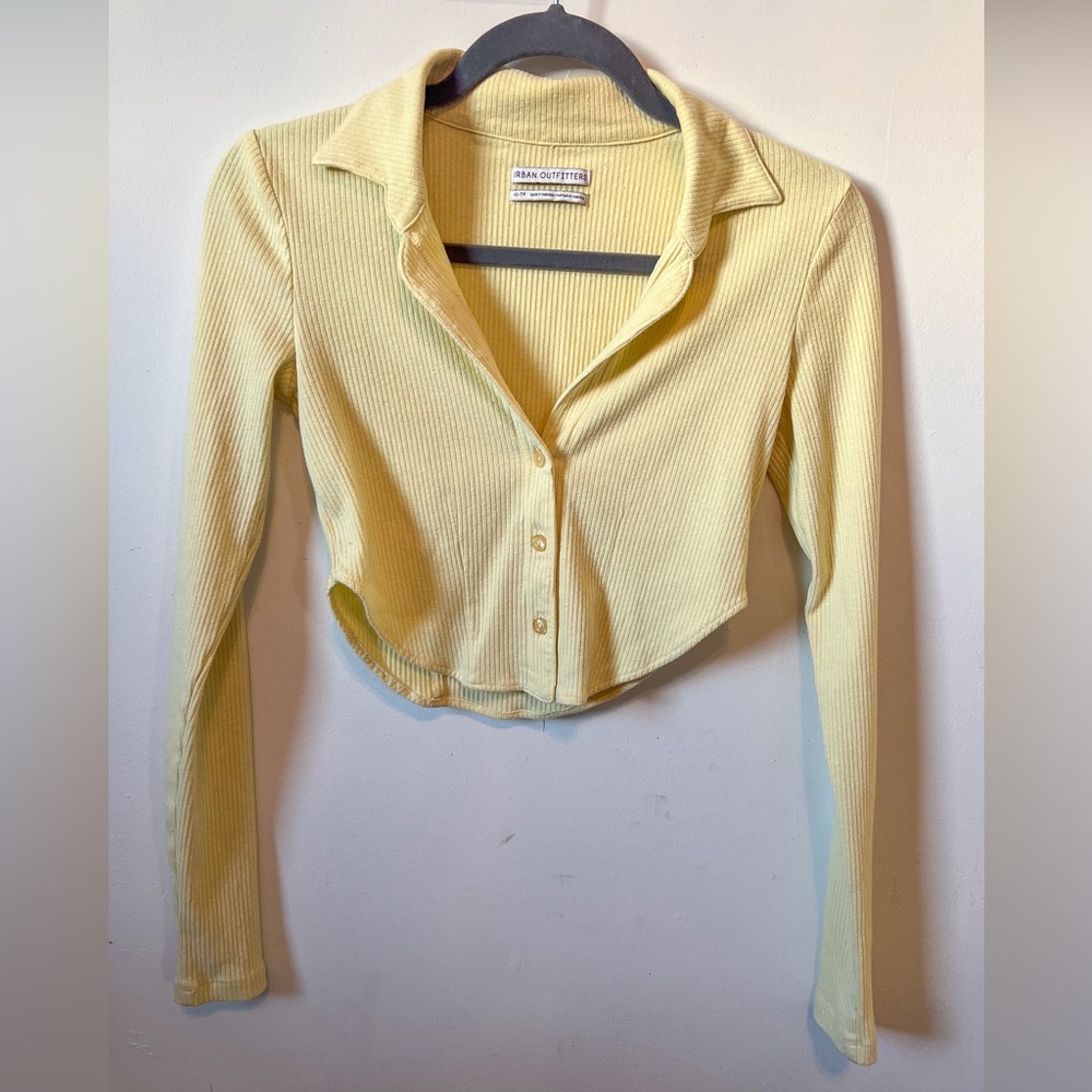 Urban Outfitters Yellow Collared Crop Top